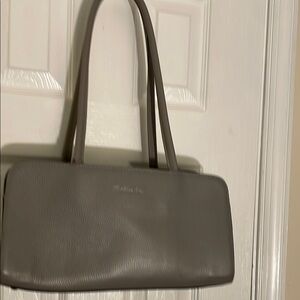 Botkier Gray Pebble Leather Chrome Feet & Zipper Hdwe.